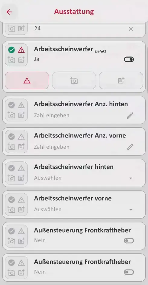 Beschädigte Ausstattung