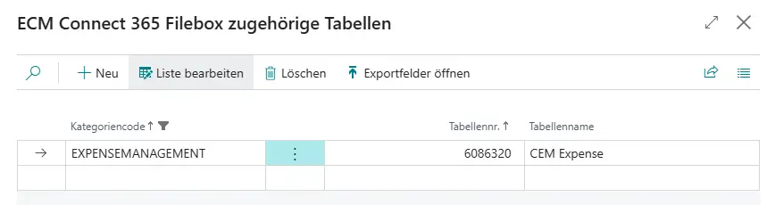 Filebox-Kategorie zugehörige Tabellen