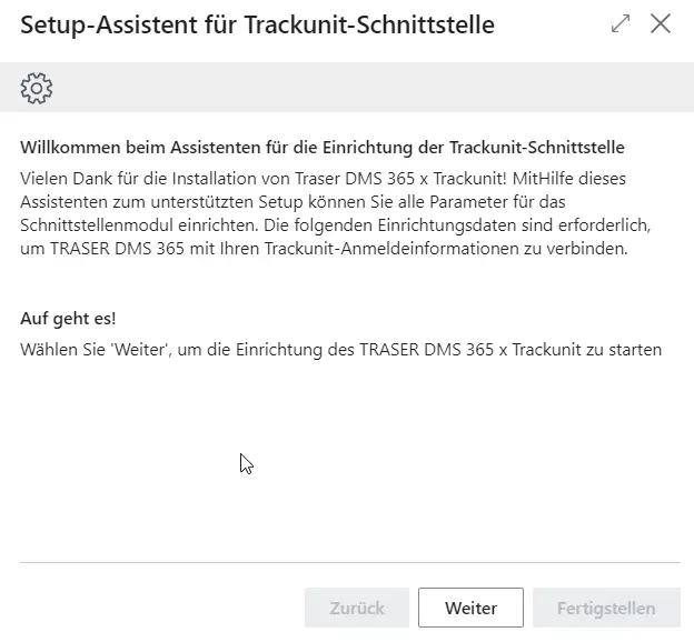 Einrichtungsassistent Seite 1