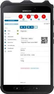 Menü Arbeitsauftrag