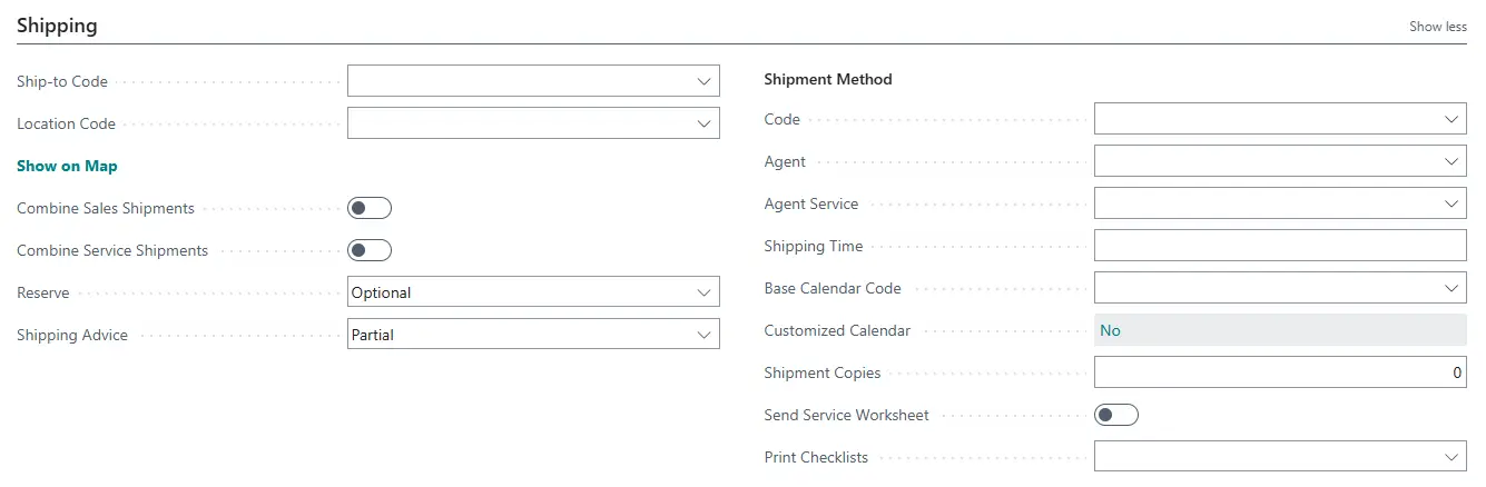 Send Service Worksheet