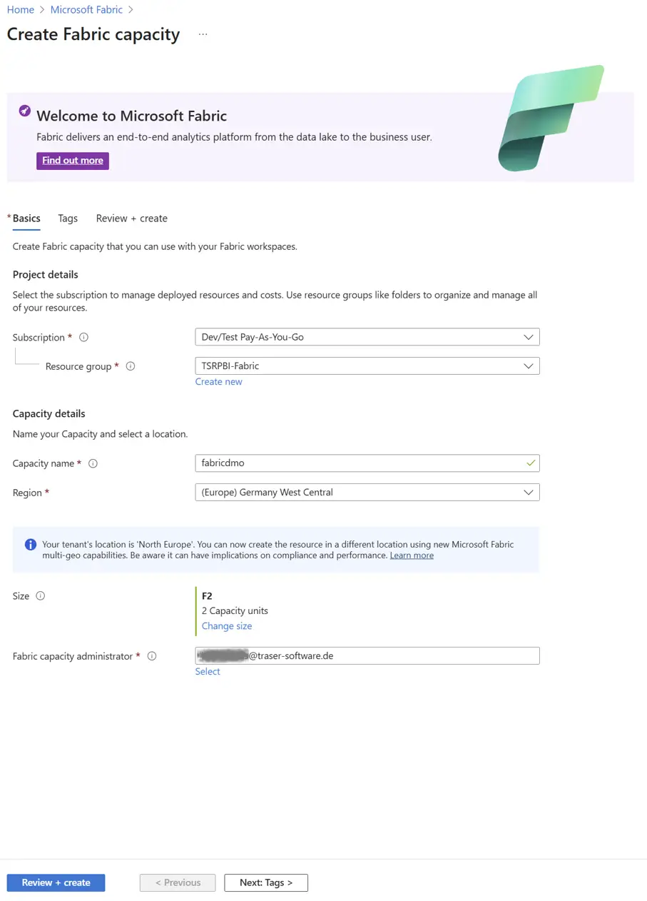 Create Fabric Capacity