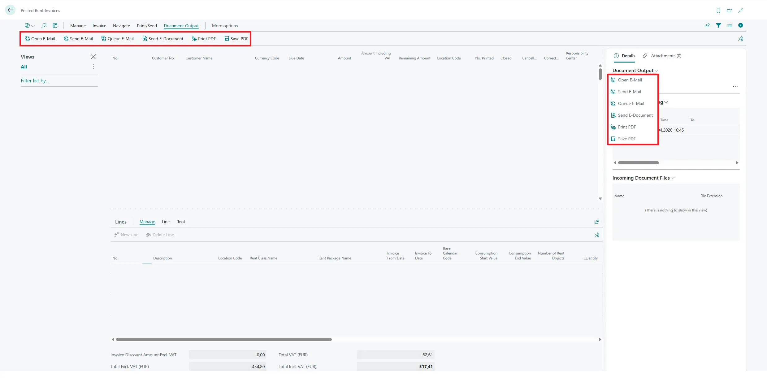 Document Output Actions
